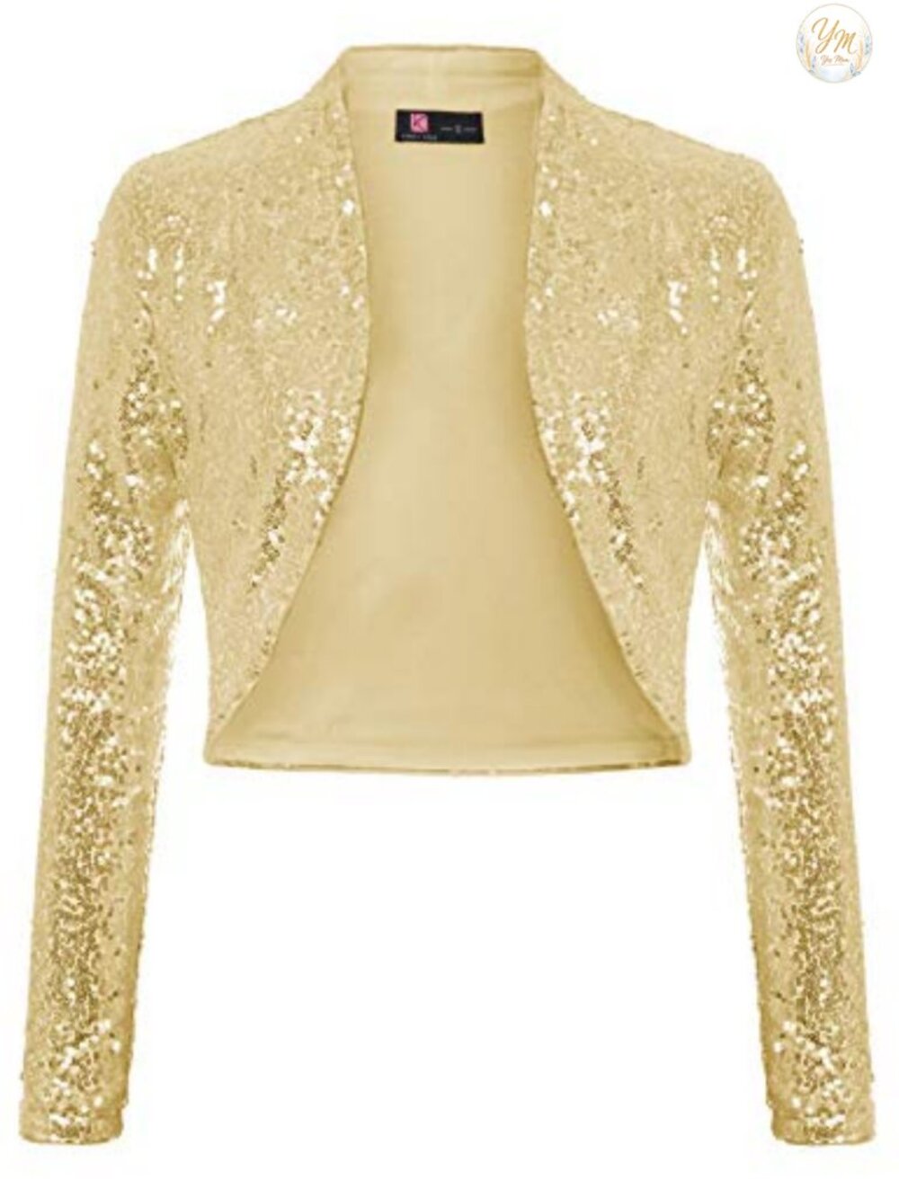 Women's Sequin Bolero Jacket Long Sleeve Open Front Cropped Shrug Party Top